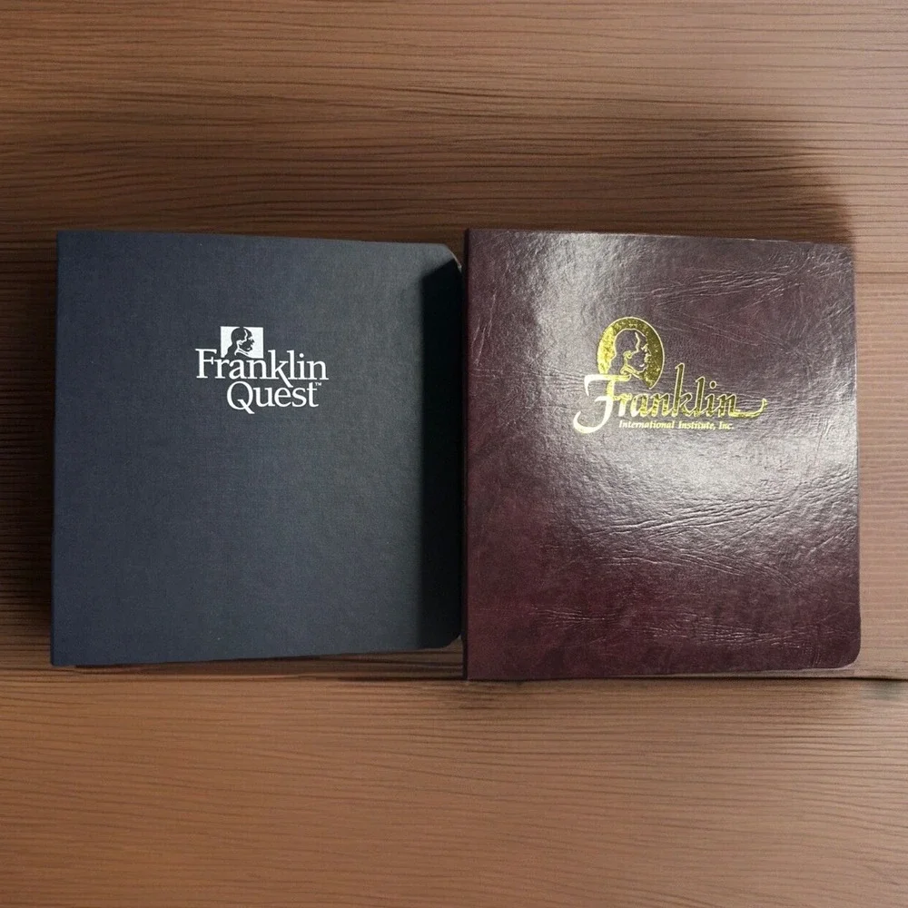 Lot of 2 Franklin Covey Quest International Institute Storage 3-Ring Binders USA